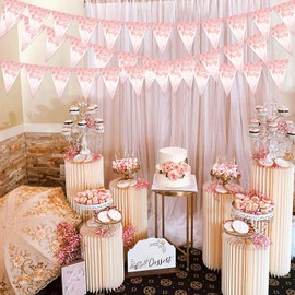 Fangleland 3 Pack Hen Party Bunting Banner Rose Gold, Hen Party Triangle Flag Banner Hen Party Supplies Hen Do Banner Photo Booth Props for Bachelorette Bridal Shower Party Decorations