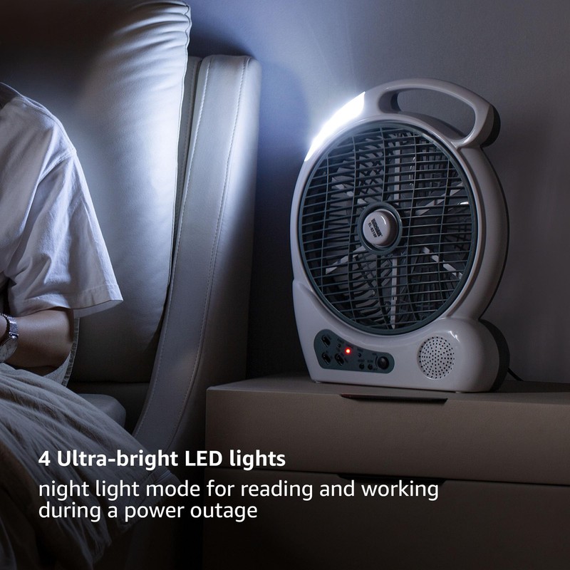 LUDGER 10" Rechargeable Fan with LED and FM Radio (EL-8210F),