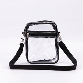 Clear Crossbody Bag, Stadium Approved Clear Purse Bag for Concerts Sports Events(Black)