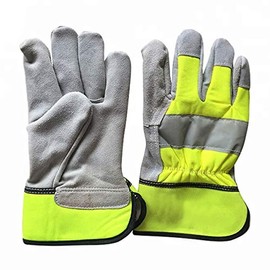 Derby Hi-Vis Real Leather Childrens Kids Toddlers Rigger Work Gardening Gloves (Teen/Small adults)