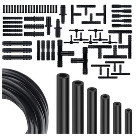 Multipurpose Vacuum Line Kit,6PCS 5Ft Vacuum Hose Automotive+64PCS Vacuum Line Connectors,Max 130PSI Silicone Hose for Variety Car Piping System Automotive Replacement Vacuum Hoses (70PCS)