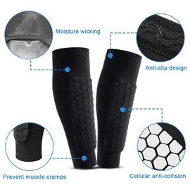 Tomedeks 1 pair Football Shin Pads,Shin Guards,shin defender,sock shin pads,Honeycomb Guards Football Shin Guards,Football Shin Guards for Kids and Aldult(Black, L)