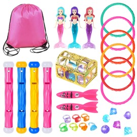 Komicea Diving Toys for Children, Pack of 30 Mermaid Pool Toy, Water Toy, Outdoor, Swimming Pool Diving Rings, Pool Party Gift for Children, Girls