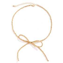 Bow Necklace for Women Stocking Stuffers Bow Tie Necklace Bowknot Charm Necklace Pearl Choker Beaded Necklace Cute Bow Knot Jewelry for Women Christmas Gifts for Women