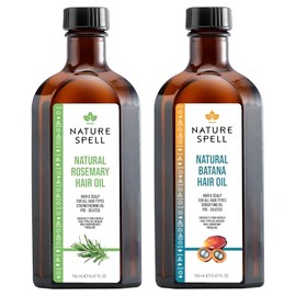 Nature Spell Hair Growth Duo with Rosemary & Batana Oils, Vegan, 150ml Each | Pre-Diluted Oil Set to Promote Growth & Strengthen Dry, Damaged Strands, for All Hair Types, Pack of 2