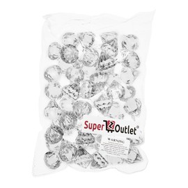 Acrylic Clear Ice Rock Diamond Crystals Treasure Gems for Table Scatters, Vase Fillers, Event, Wedding, Arts & Crafts, Birthday Decoration Favor (60 Pieces)