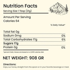 Altay Raw Buckwheat Honey - 100% Pure, Unfiltered, Unpasteurized, Ethically Sourced - Glass Jar, 908g / 35.2oz