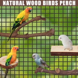 6 PCS Bird Perch, Natural Parrot Perch, Grape Wood Stands, Parakeet Platform for Cage, Parrot Cage Branch, Exercise Toys Set, for Macawsm, Small Parakeets, Conures, Budgies