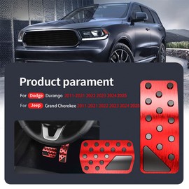 TDOFYH Aluminum Alloy Pedal Cover for Jeep Grand Cherokee Dodge Durango 2011-2025 No Drilling Aluminum Brake and Accelerator Pedal Covers 2PCS(red)