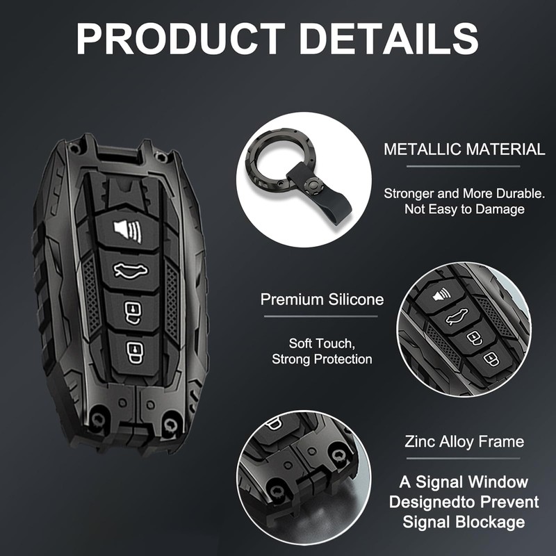 Heavy Duty Zinc Alloy Key Fob Cover for Toyota 2020–2024