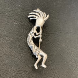 Handmade Kokopelli Native American Navajo Sterling Silver Pin Pendant 12277