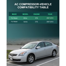 SCITOO AC Compressor with Clutch for 2007-2012 for Compatible for Nissan for Altima