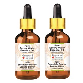 Greenwood Essential Pure Savory Winter Essential Oil (Satureja Montana) with Glass Dropper Steam Distilled (Pack of Two) 100ml X 2 (6.76 oz)