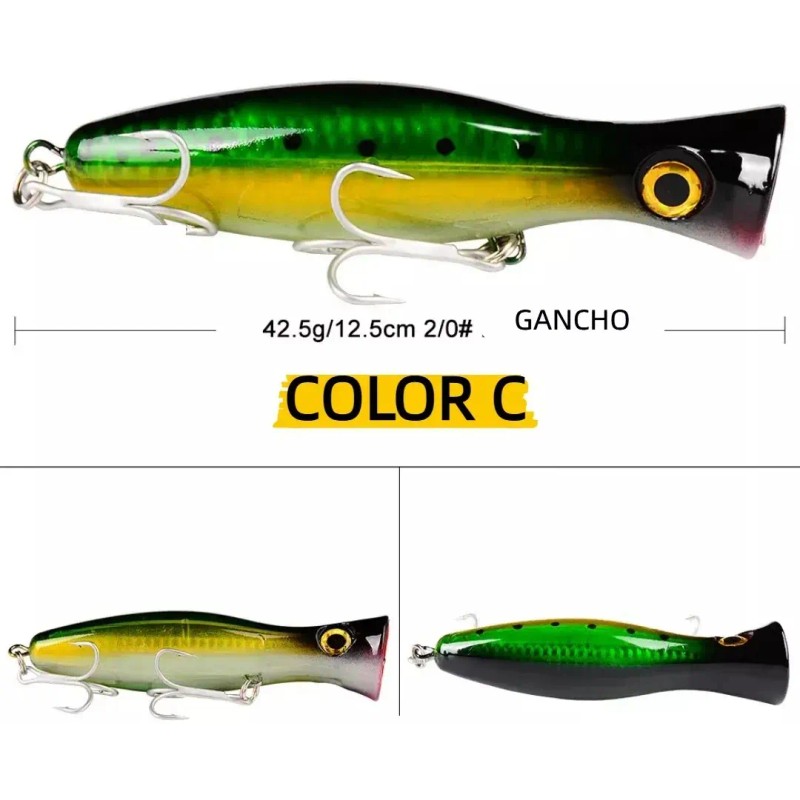 4 Señuelos Popper De 43g Kit Pesca Superficial Mar Playa