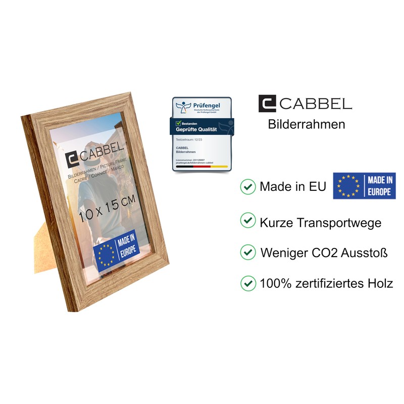 CABBEL Picture Frame 10 x 15 cm, Oak, Sturdy MDF