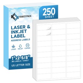 Address Labels for Printer 7500 Labels - 1" x 2-5/8", Mailing, Storage & Pantry Organization, Laser/Inkjet Compatible, 30 Per Page, 250 Sheets