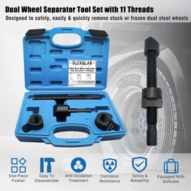 GLEXQLAO Dual Wheel Separator Tool Set with 11 Threads, One-Piece Pusher Wheel Hub Removal Kit Compatible with Most Dually Wheels, Truck, Van, Trailer & Bus