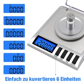 UNIWEIGH Milligram Scales 50 g/001 g, Compact Zak Bowl with 20 g Calibrate Weight, Sieraden en Gem Scarf, Mg Schaal for Poeder Geneeskunde, Herladen, Inclusief Schep, Poeder Pan en Pincet