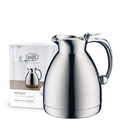 alfi HOTELLO 0.6 L Double-Walled Stainless Steel Insulated Jug Keeps Warm for 4 Hours Cold for 6 Hours Loose Lid Pour with One Hand Plastic Free Dishwasher Safe