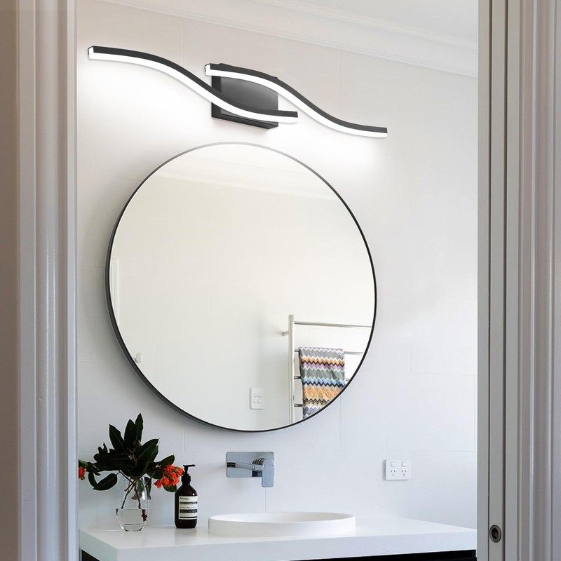 PRESDE 32in Dimmable Black LED Bathroom Light Fixtures Over Mirror