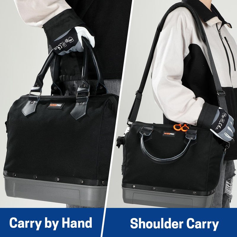 WISEPRO Heavy Duty Canvas Tool Tote Bag, Multi-Purpose Flame Resistant