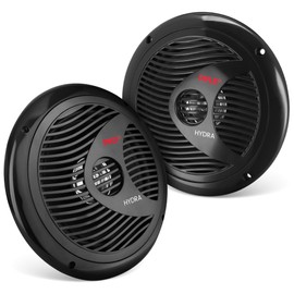 Pyle 6.5 Inch Dual Marine Speakers - 2 Way Waterproof and Weather Resistant Outdoor Stereo Sound System with 400 Watt Power, Polypropylene Cone and Butyl Rubber Surround - 1 Pair - PLMR605B(Black)