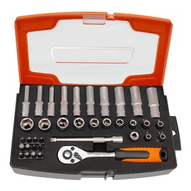 JEUCLEL 37PCS 1/4" Drive Mini Ratchet Set with bits, Torx, Phillips, Hex, Pozidriv, Extension Bar and Bits Holder, 72 Tooth Quick Release Head Mini Ratchet Wrench Screwdriver Bits for Tight Spaces