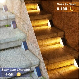 VOLISUN Solar Step Lights Outdoor Waterproof, LED Outdoor Stair Lights, Solar Step Light for Outside, Deck Light Decor for Stair,Front Porch and Patio(Brown,6 Pack)
