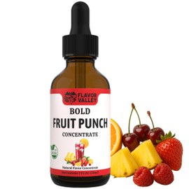 FLAVOR VALLEY Fruit Punch Concentrate | Flavor Over 100 Drinks, Sodas, Cocktails, Mocktails – Juicy Fruit Melody | Non GMO – Craft Your Drinks. Your Way.