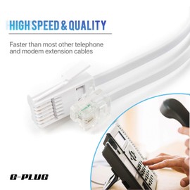 G-PLUG 5m BT to RJ11 Cable – UK Telephone Plug to RJ11 Lead for Landline, Router, ADSL Broadband, Fax, Sky Box, Virgin Media – High-Quality & Durable