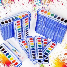 40 Pack Watercolor Paint Set Bulk -Kids Watercolor Paint Set with Brushes | Washable Non-Toxic Water Color Paint Sets for Kids Bulk, Adults, Classrooms, Parties & Art Activities