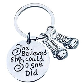 Boxing Charm Keychain, Inspirational You’re She Believed She Could So She Did Jewelry, Boxing Gifts for Female Boxers