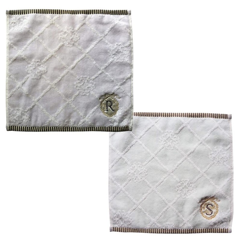 Flower Initial Towel Handkerchief 546519-28 (25/R) Nicot Cotton Gift Cotton