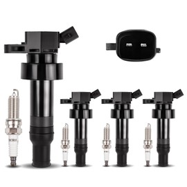 UF652 Ignition Coil Pack Set of 4 and 93815 Iridium Spark Plugs Fit for 1.6L Naturally Aspirated, Veloster 2012-2017, Accent 2012-2019, Rio 2012-2019, Soul 2012-2019, Replace 273012B100, 93815