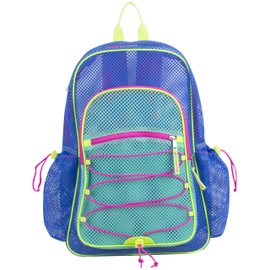 Eastsport XL Semi-Transparent Mesh Backpack with Comfort Padded Straps and Adjustable Bungee for Work, Sports, Beach, College and Security - Dynamic Blue
