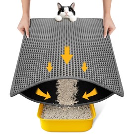 Cat Litter Mat New Size 23.6"x14.6" for Small Spaces, Upgrade Super Waterproof Back Layer Litter Box Mat, Non Slip, Durable, Soft on Paws Kitty Trapping Matt, Gray