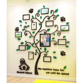 Wall Sticker Tree 3D DIY Wall Sticker Family Picture Frame Photo Dog Sticker Wall Art Wall Decoration for Bedroom Living Room Children's Room Home Nursery