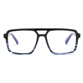 FEISEDY Retro 70s Blue Light Filter Glasses Men Women Square Blue Light Blocking Computer Glasses Gaming Glasses B0209, Black-Blue Stripes