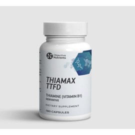 Objective Nutrients Thiamax Vitamin B1 (Thiamine TTFD), The Original, No Toxic Fillers, Supports Energy Metabolism, High Dose, Third Party Tested, All Active Ingredients 100mg, 180 Count