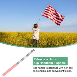 M METERXITY 4-Pack 3.94Ft/1.2M Telescopic Handheld Flagpoles, Telescopic Flag Pole with Clips Portable Stainless Steel Flag Pole for Truck/Outside/Tour/Guide/House/Festival[Pink]