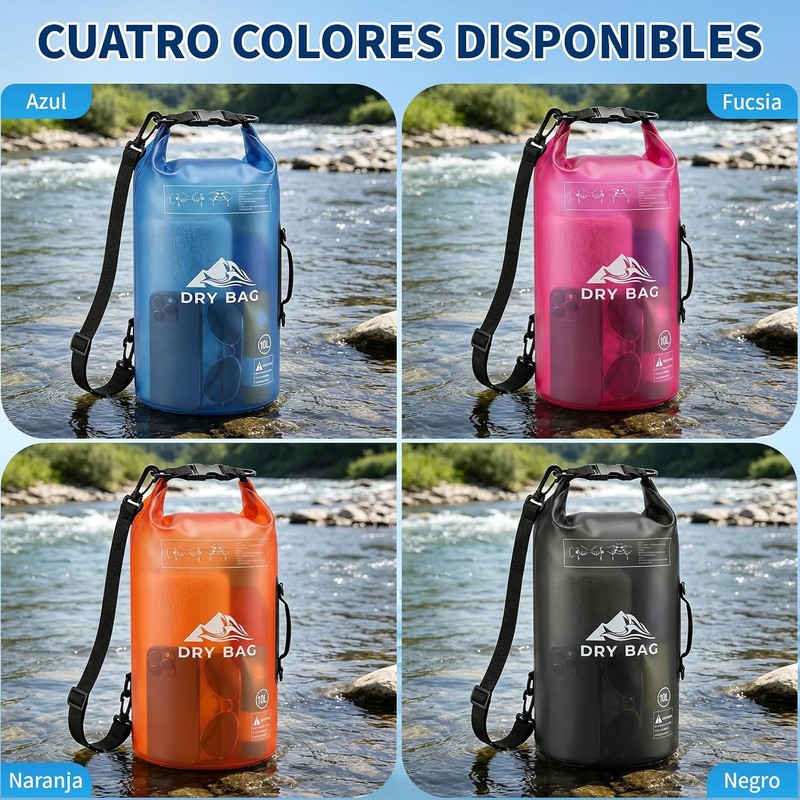Bolsa Impermeable Seca 5L 10L，Con Funda Impermeable Para Celular，Correa Larga