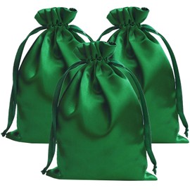 Gbateri 50 PCS 4 x 6 Inches Green Satin Gift Bags with Drawstring Wedding Favour Bags, Party Favor Bags Silk Jewelry Pouches, Fabric Drawstring Pouch for Baby Shower Bridal Shower Birthday Christmas