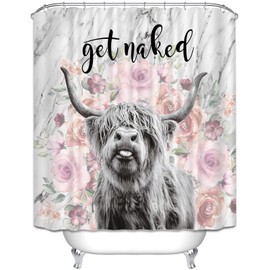 Cow Shower Curtain, Get Naked Shower Curtain, Bathroom Shower Curtain Sets