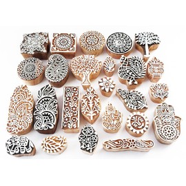 Royal Kraft Assorted Wooden Block Printing Stamps (Set of 25) Bulk01_25C