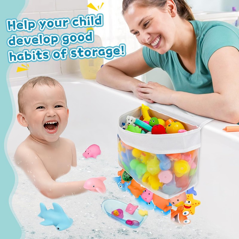 Dreamtop Saddle Shape 2 Compartment Bath Toy Storage Net, Bathroom