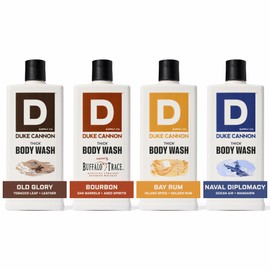 Duke Cannon Supply Co. Thick High Viscosity Body Wash - 3X Thicker, Plant-Based, Mineral-Enriched Body Wash for Men - Bourbon, Naval Diplomacy, Old Glory, & Bay Rum