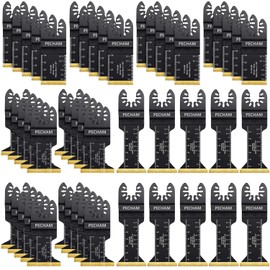 PECHAM 50PCS Titanium Oscillating Tool Blades, Universal Oscillating Multitool Blades Metal Cutting Quick Release for Hard Material Metal Nails Wood Plastic Fit Dewalt Rockwell Milwaukee Makita Bosch