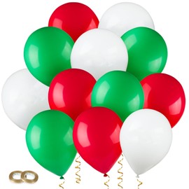 30 Pcs Christmas Balloons Set 12 Inch Green Red White Latex Balloons Xmas Birthday Party Balloons Decorative for Christmas Party Anniversary Festival