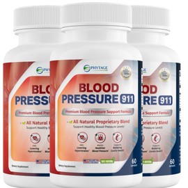 Phytage Labs Blood Pressure 911 Premium Supplement - BP Support Pills. 3 Pack