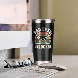 New Dad Gifts, First Time Dad Gifts, Dad Level Unlocked Tumbler, Pregnancy Announcement for Expecting Dad Husband, Fathers Day Christmas Birthday Gifts for Dad To Be 20 Oz